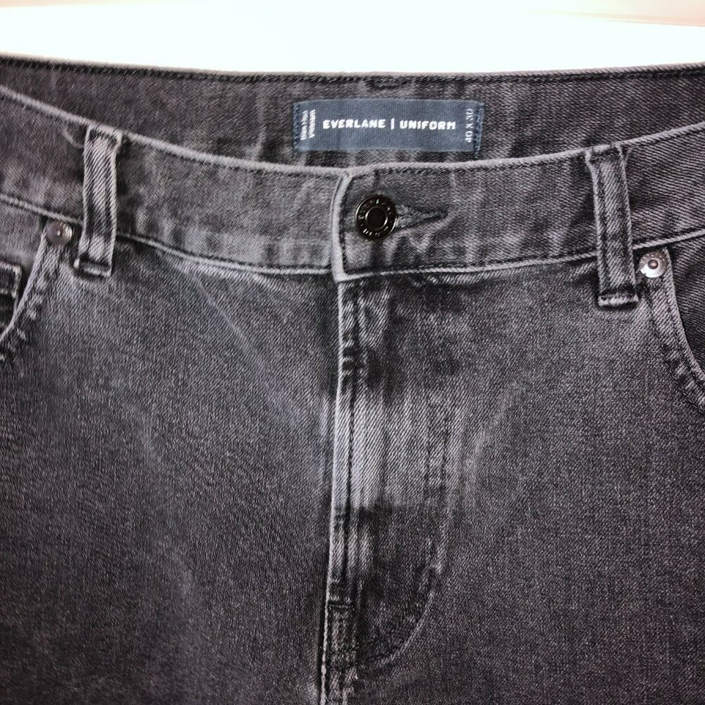 Everlane Uniform Womens Size 16 Black Medium Wash Cut Off Denim Jean Shorts - Picture 5 of 9